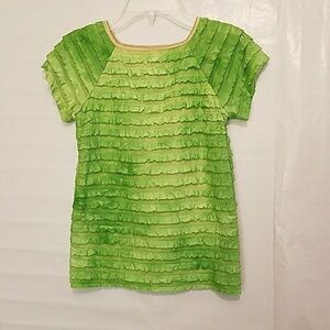 Love Bipl Ruffle Tiered Top Girls M 10/12 Lime Green Blouse Fully Lined